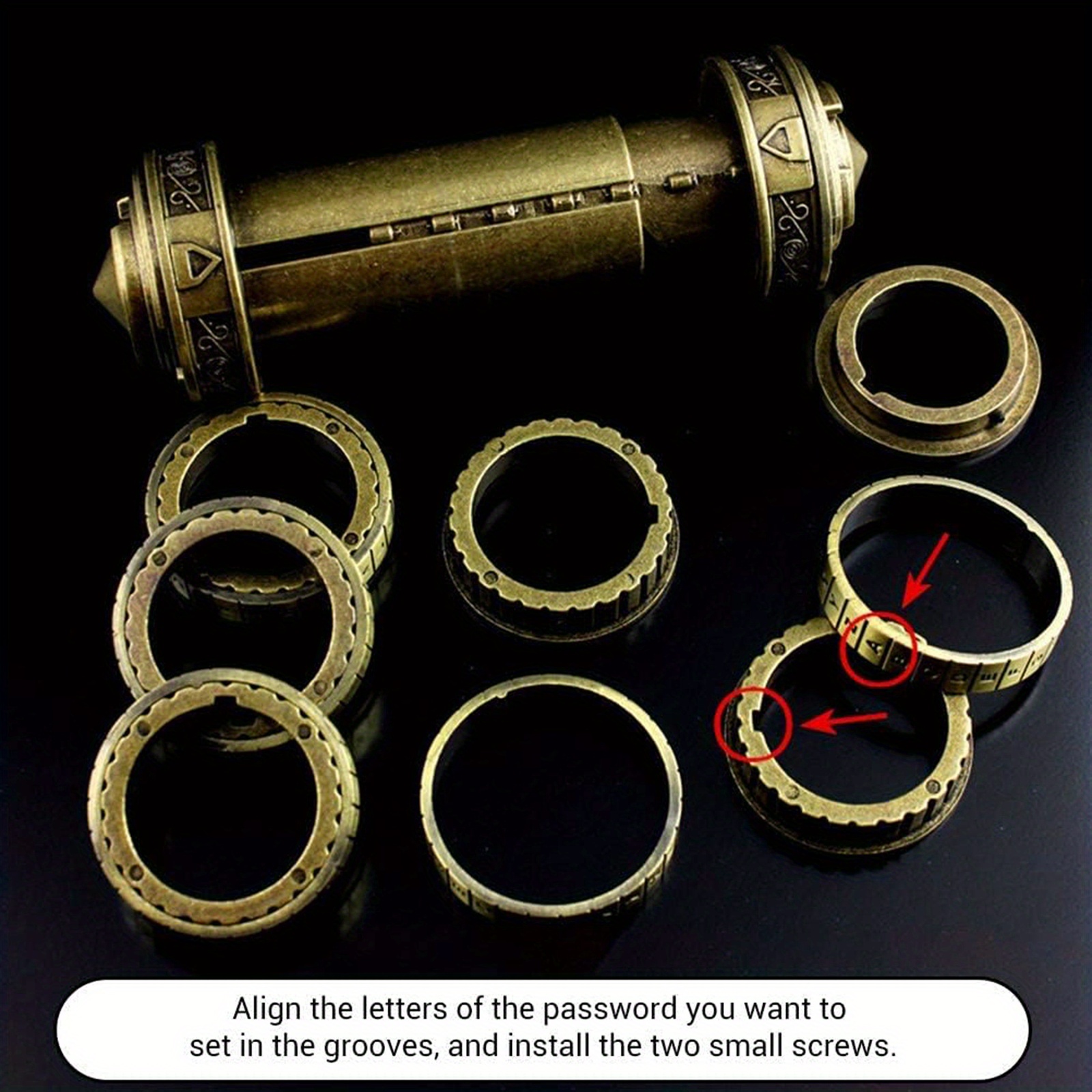 1pc vintage cylinder gift box with password lock secure storage for wedding rings retro storage box precision and stylish creative storage box for valentines day birthday present halloween thanksgiving christmas new year gift valentines day wedding decor details 2