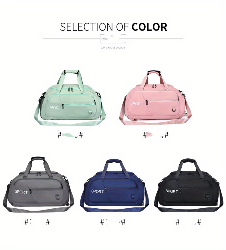large capacity travel storage bag lightweight solid color sports handbag portable luggage shoulder bag details 8
