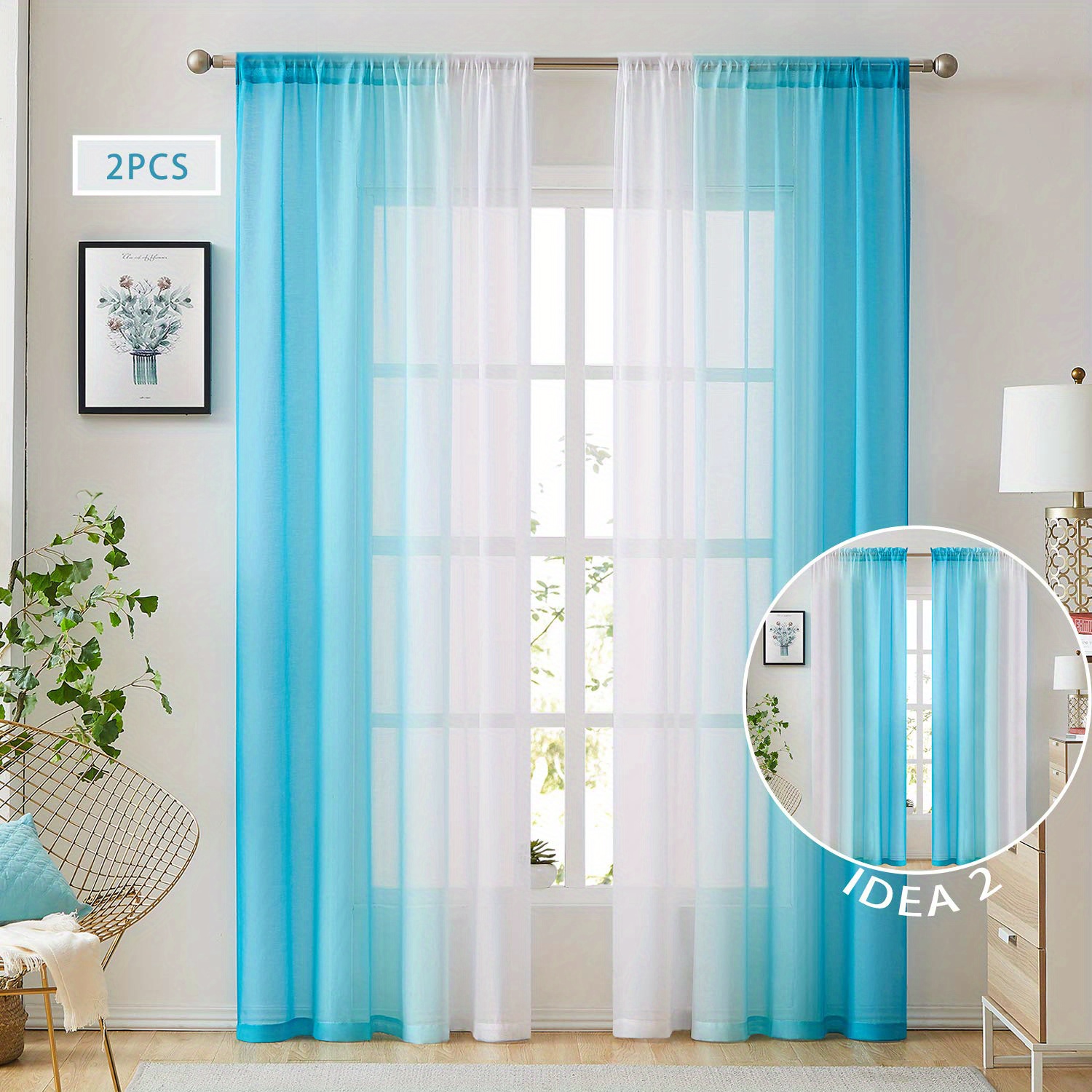 2pcs gradient style rod pocket curtains transparent curtains bedroom decoration   linen sheer curtain window treatment for bedroom office   room study home decor details 17