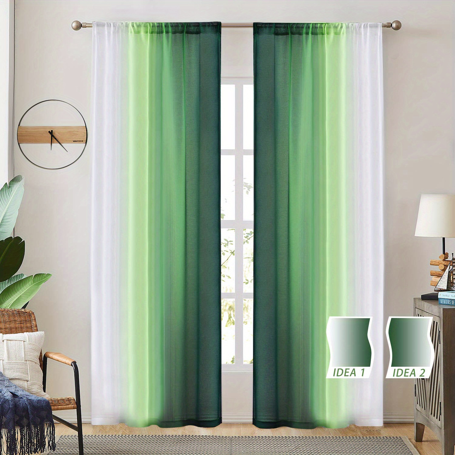 2pcs gradient style rod pocket curtains transparent curtains bedroom decoration   linen sheer curtain window treatment for bedroom office   room study home decor details 14