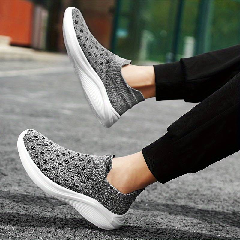 HEEZ Men's Slip-on Fashion Sneakers - Breathable Knit, Athletic Walking Shoes (Multiple Sizes)