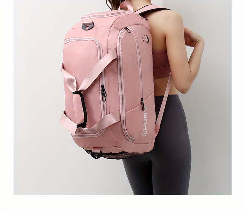 large capacity travel storage bag lightweight solid color sports handbag portable luggage shoulder bag details 12