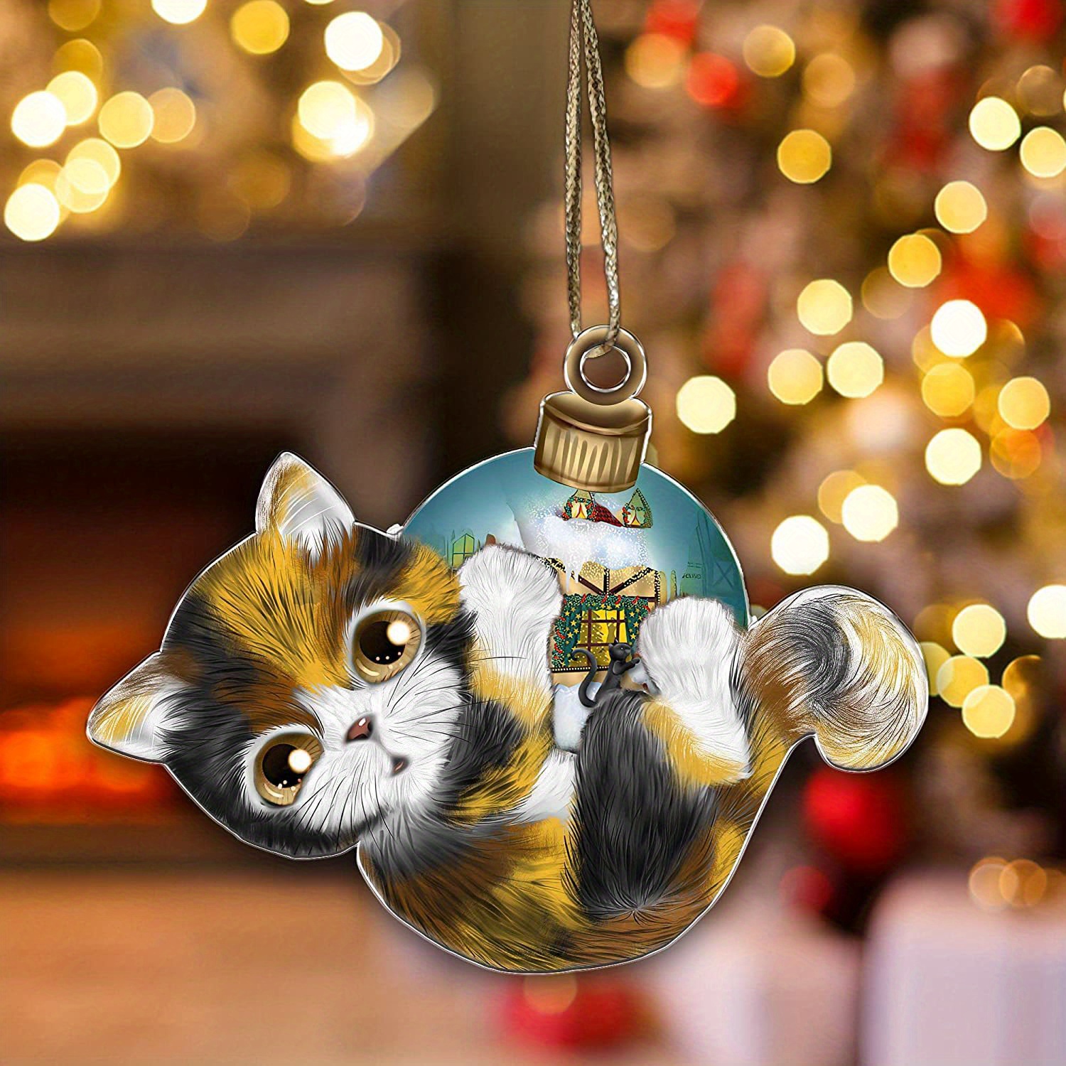 Product Creative Christmas Cat Flat Car Hanging Ornament - Temu