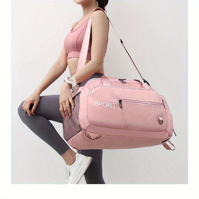 large capacity travel storage bag lightweight solid color sports handbag portable luggage shoulder bag details 11