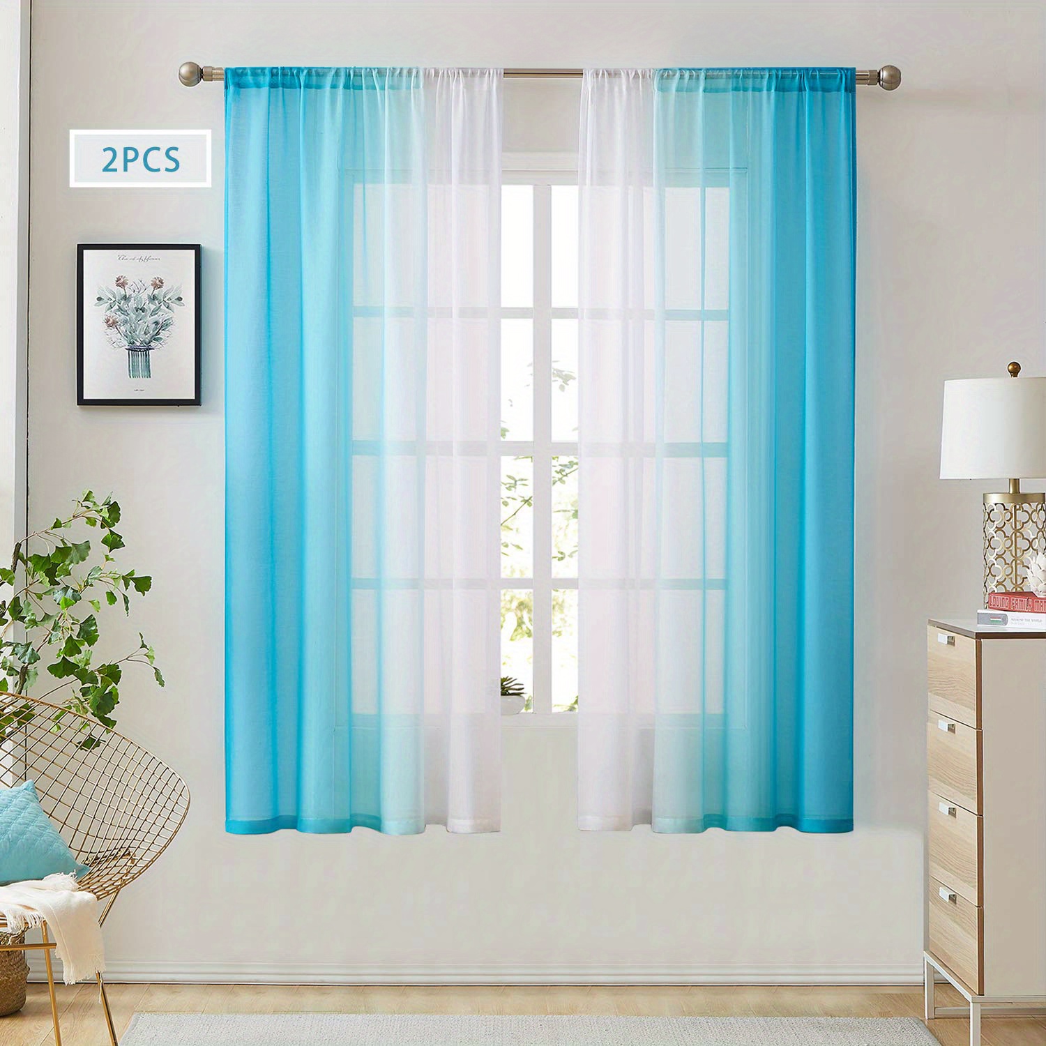 2pcs gradient style rod pocket curtains transparent curtains bedroom decoration   linen sheer curtain window treatment for bedroom office   room study home decor details 15