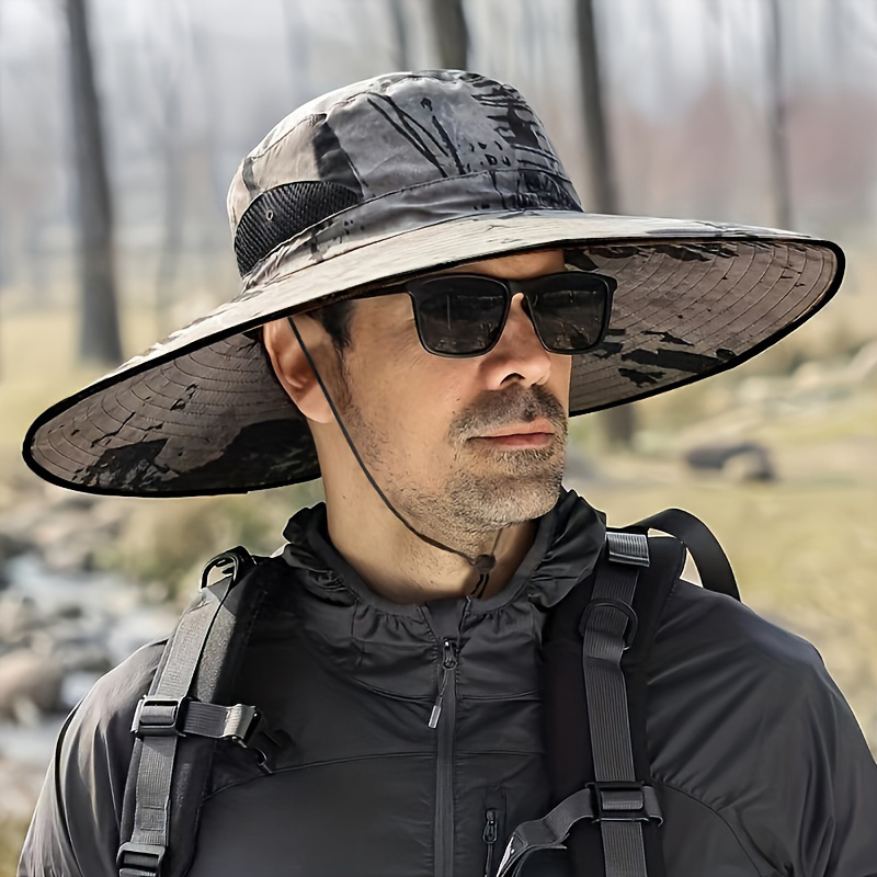 Mens Outdoor Sun Hat Large Brim Fishing Hat Sun Protection Hat