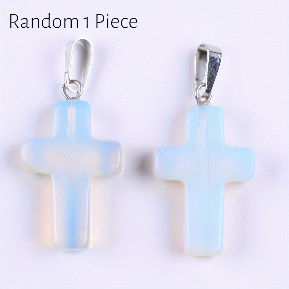 Hicarer 50 Pieces Stone Cross Gemstone Pendant Charms Cross Quartz Crystal  Charms for Necklace Earring Bracelet Jewelry Making