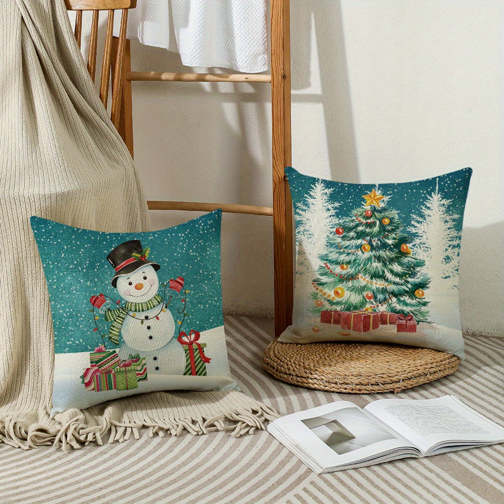 Christmas Snowman Truck Elf Christmas Tree Decor Throw Pillow Cover, Winter  Holiday Cushion Cover Decoration For Home Sofa Sofa Bed (pillow Insert Not  Included) - Temu