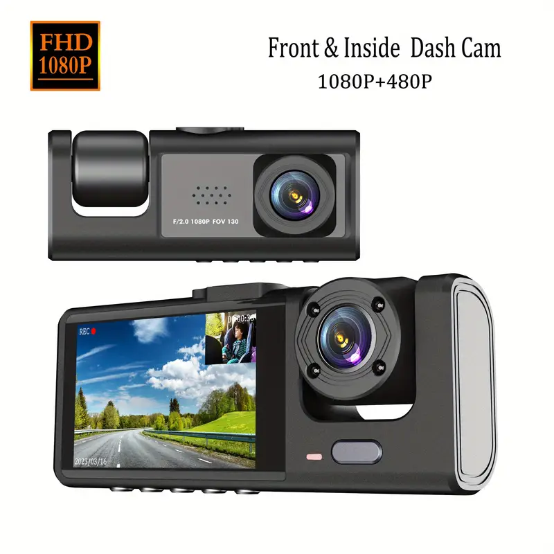 Dashcam Vorne Und Innen, 2-Kanal-Dash-Kamera Für Autos, 1080P FHD  DVR-Auto-Armaturenbrettkamera Mit Loop-Aufnahme, 2-Zoll-Display, 170°  Weitwinkel