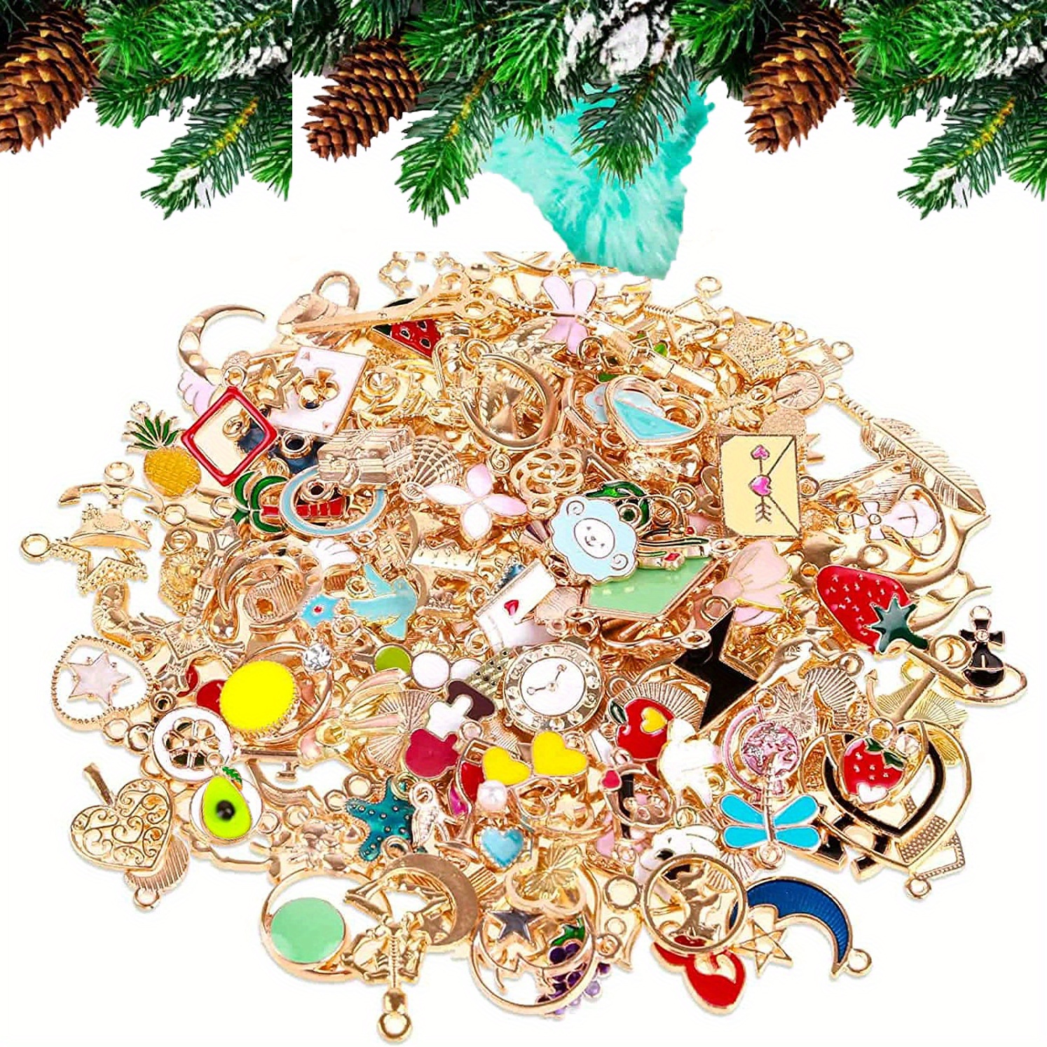 50pcs Bulk Jewelry Making Charms - Gold Plated Enamel Pendants for DIY  Necklace, Bracelet & Earring Crafts