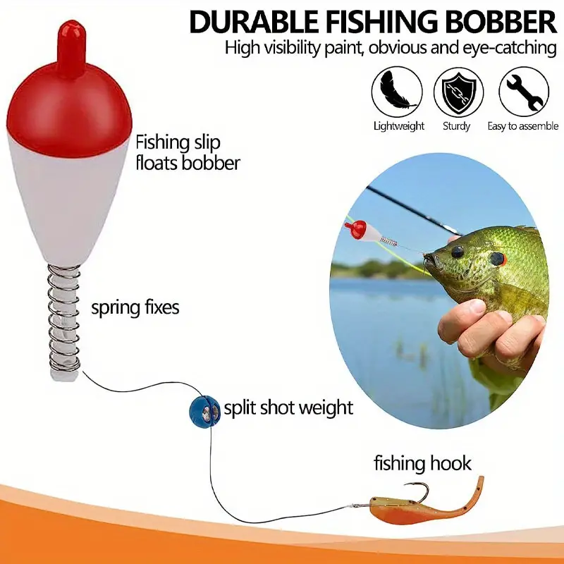20pcs Fishing Bobbers, Hard ABS Spring Bobbers, Oval Fishing Bobbers For  Crappie Panfish Walleyes
