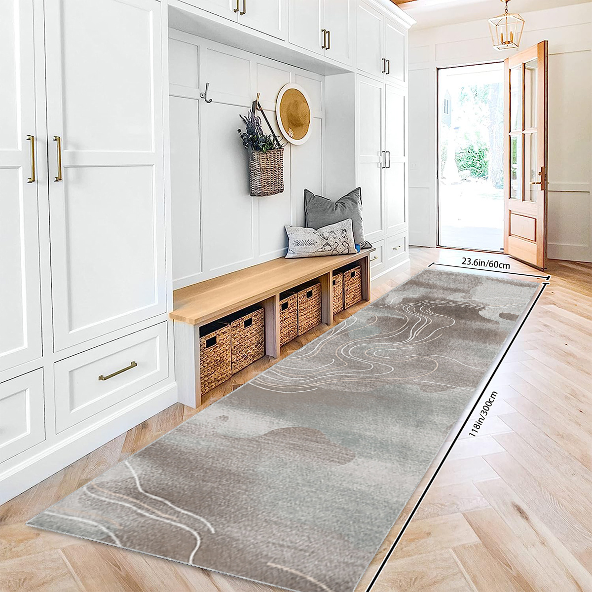 Abstract Runner Rug Soft Hallway Oriental Long Modern Laundry Room