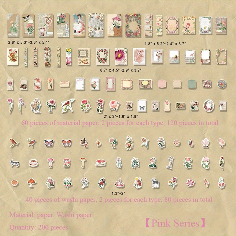 230pcs Vintage Journaling Scrapbooking Supplies Scrapbook Stickers Paper  Aesthetic Stickers Kits For Collage Picture Frames