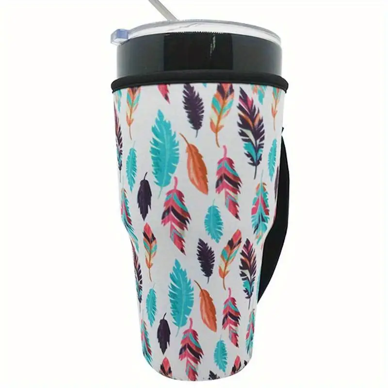 Colorful Neoprene Cup Sleeve With Handle - Heat Resistant