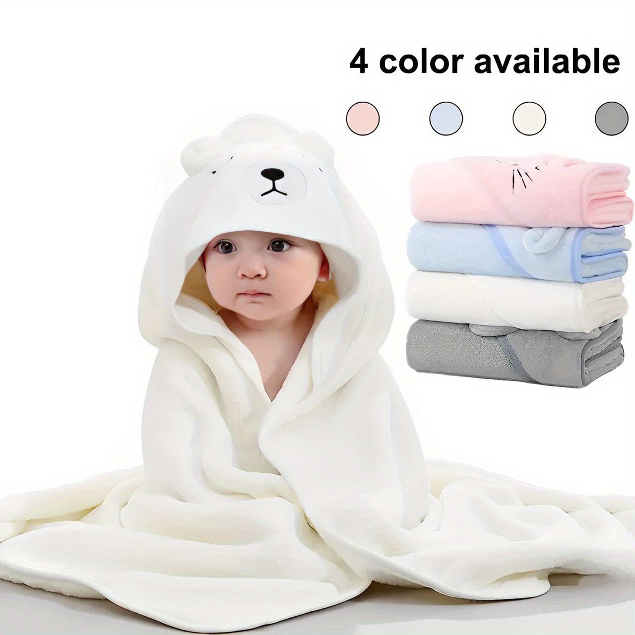 1pc ultra soft hooded bath towels for kids cute cartoon animal design     ideal gift for christmas halloween childrens day details 7