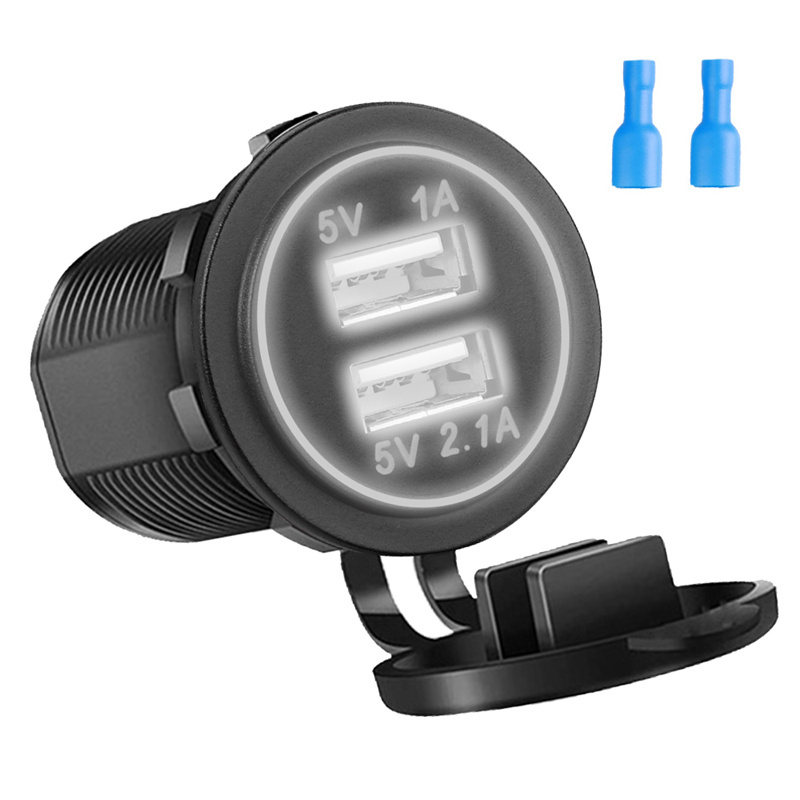 Cigarette Lighter Dual USB 12/24V Car Truck Charger Car Adapter - 3.1A Male