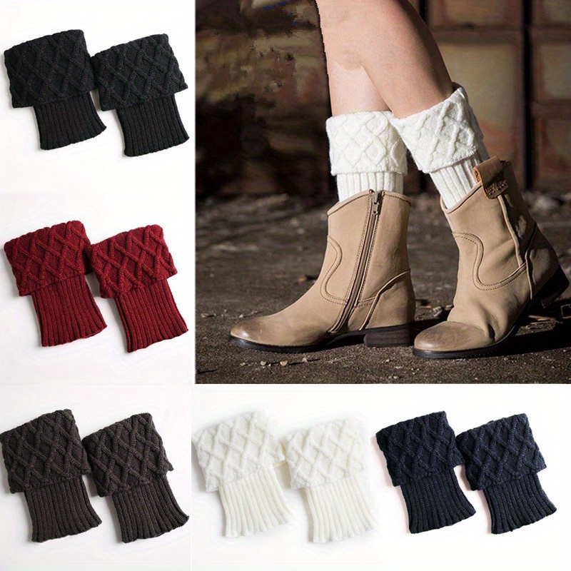 Women Fashion Leg Warmers Warm Knee High Winter Knit Solid Crochet Leg  Warmer Socks
