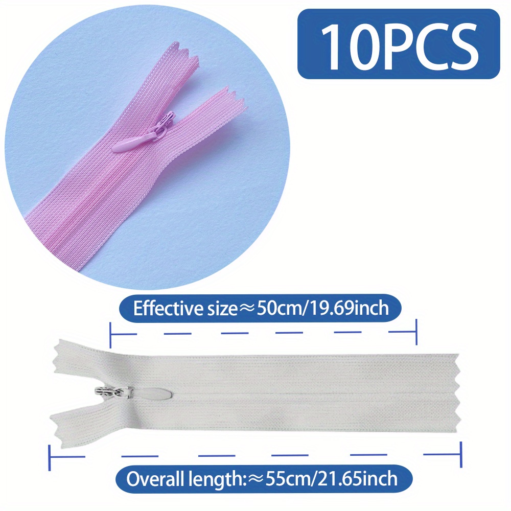 5pcs Invisible Zipper Nylon Coil Hidden Zipper Close End Lace Tape With  Drop Of Slider Clothing