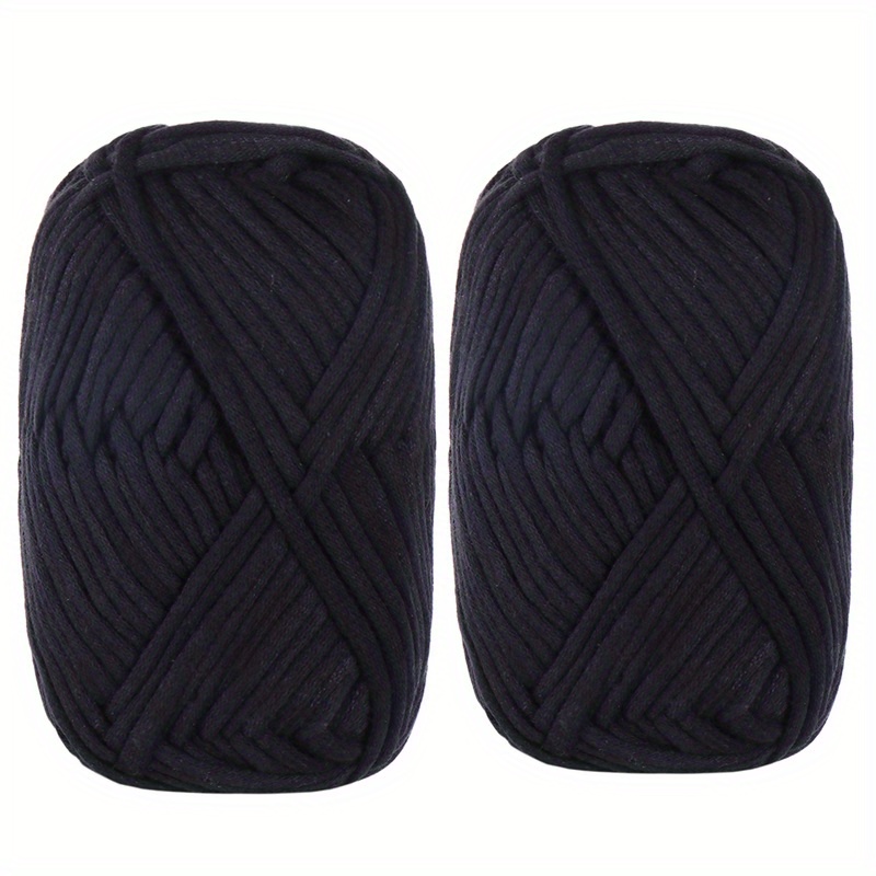  3PCS 150g Beginners Black Yarn for Crocheting and Knitting,260  Yards Cotton Nylon Blend Yarn for Hand DIY Bag Basket Dolls and Cushion