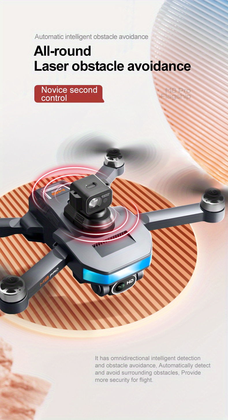 m8pro brushless gps remote control toy drone with hd dual camera 1pc battery 4pcs blades gps optical flow dual module positioning 90 esc camera one key return 360 smart obstacle avoidance details 3