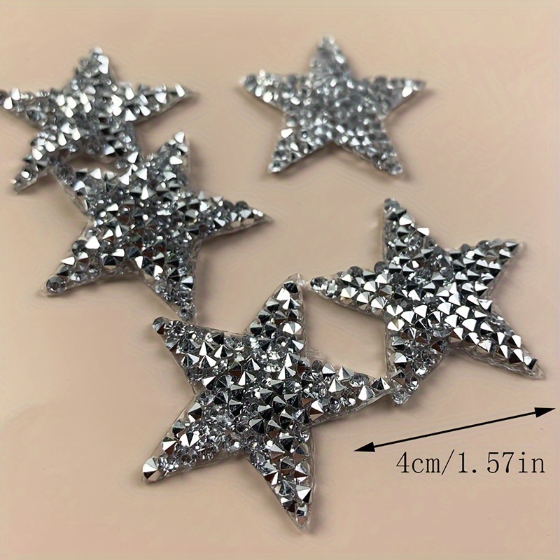 Silvery Rhinestone Star Decal Patch Y2k Ironed - Temu