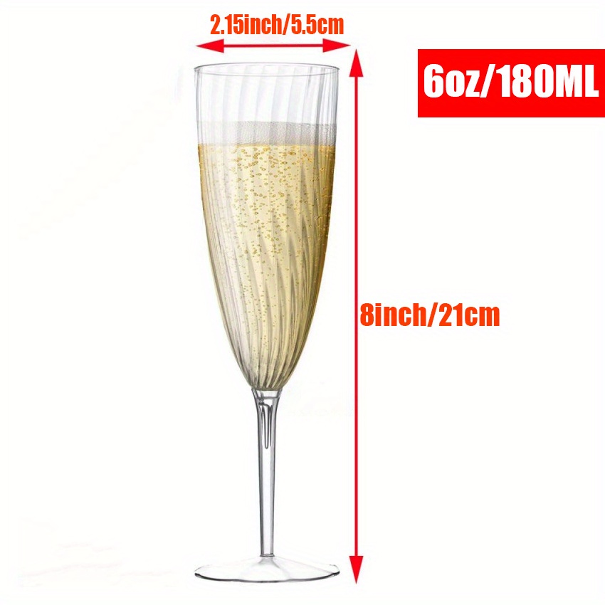 8pcs plastic flute 6 oz clear glasses hard disposable ideal for home daily life wedding toasting drinking   plastic glasses for parties wedding disposable drinkware stemware details 1