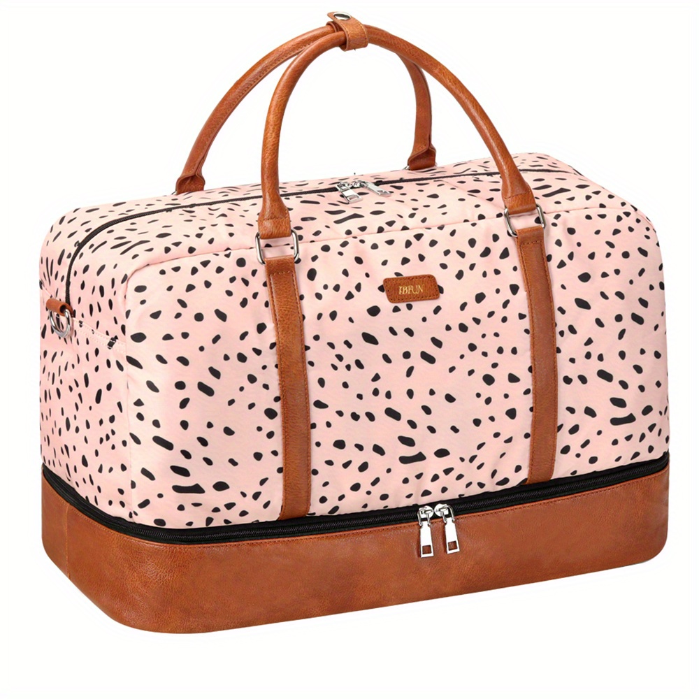 IBFUN Bolsa de fin de semana para mujer, bolsa de viaje con compartimento  para zapatos húmedos, bolsa de lona para hombre, A8-marrón