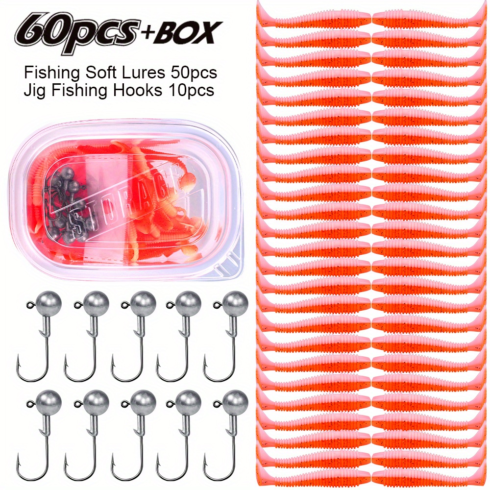 Fishing Worm Soft Lures Silicone Artificial Lure Jig Kit - Temu