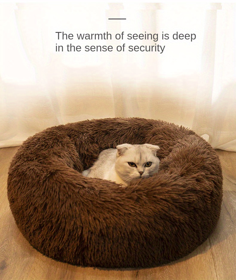 Cozy Plush Round Dog Bed Cats Small Dogs Winter Warmth Temu