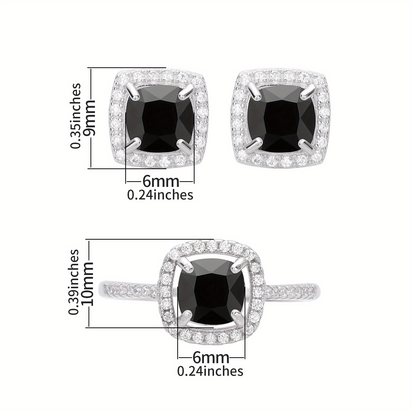 3pcs 925   plus ring   set inlaid black zirconia symbol of   and   accessories 4 3g details 5