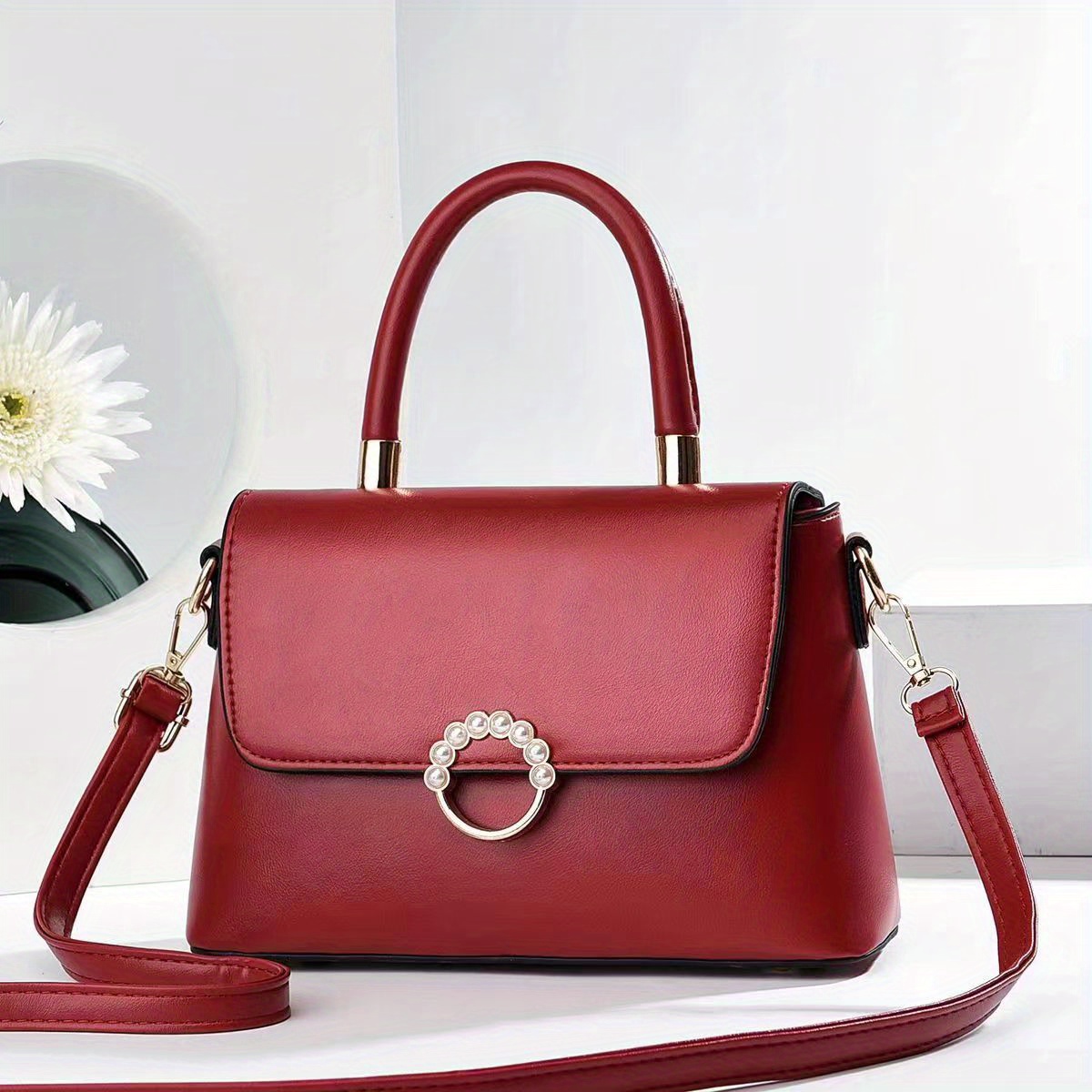 Pearl-3) Pearl Handle Strap : Color Option - SAMORGA® Perfect Bag