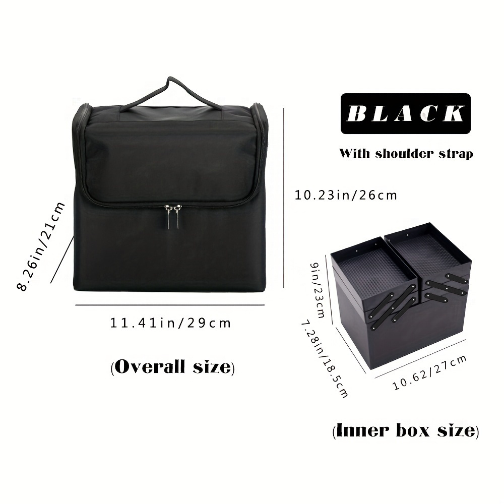 1pc travel makeup bag professional cosmetic case 4 tiers foldable portable makeup organizer multifunctional storage bag for travel large capacity makeup travel cases details 4