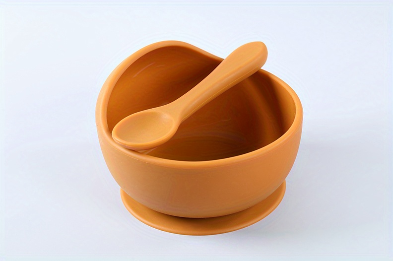     supplementary food bowl and spoon set for children independent eating tableware anti drop silicone sucker bowl anti   eating training bowl supplementary food spoon halloween christmas thanksgiving day gift details 7