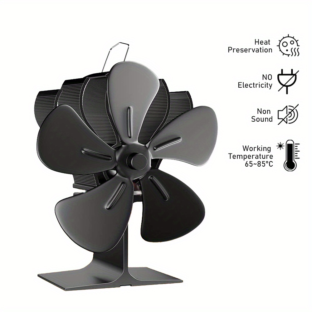 5 Blades Fireplace Fan Wood Stove Fan Non Electric Fan For - Temu