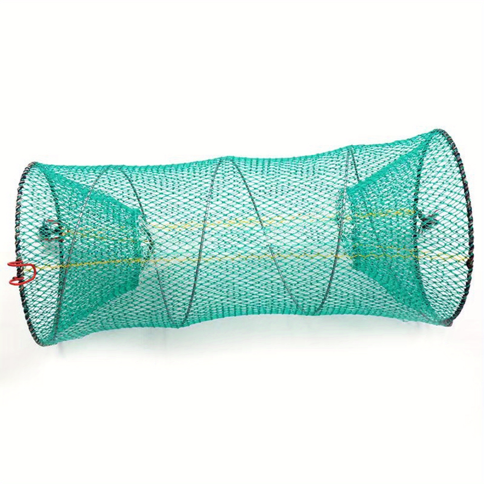 Foldable Fishing Landing Net Fish Catcher Network Crab Shrimp Mesh Trap Portable, Size: ‎12.52 x 12.24 x 1.26 Inches, Green