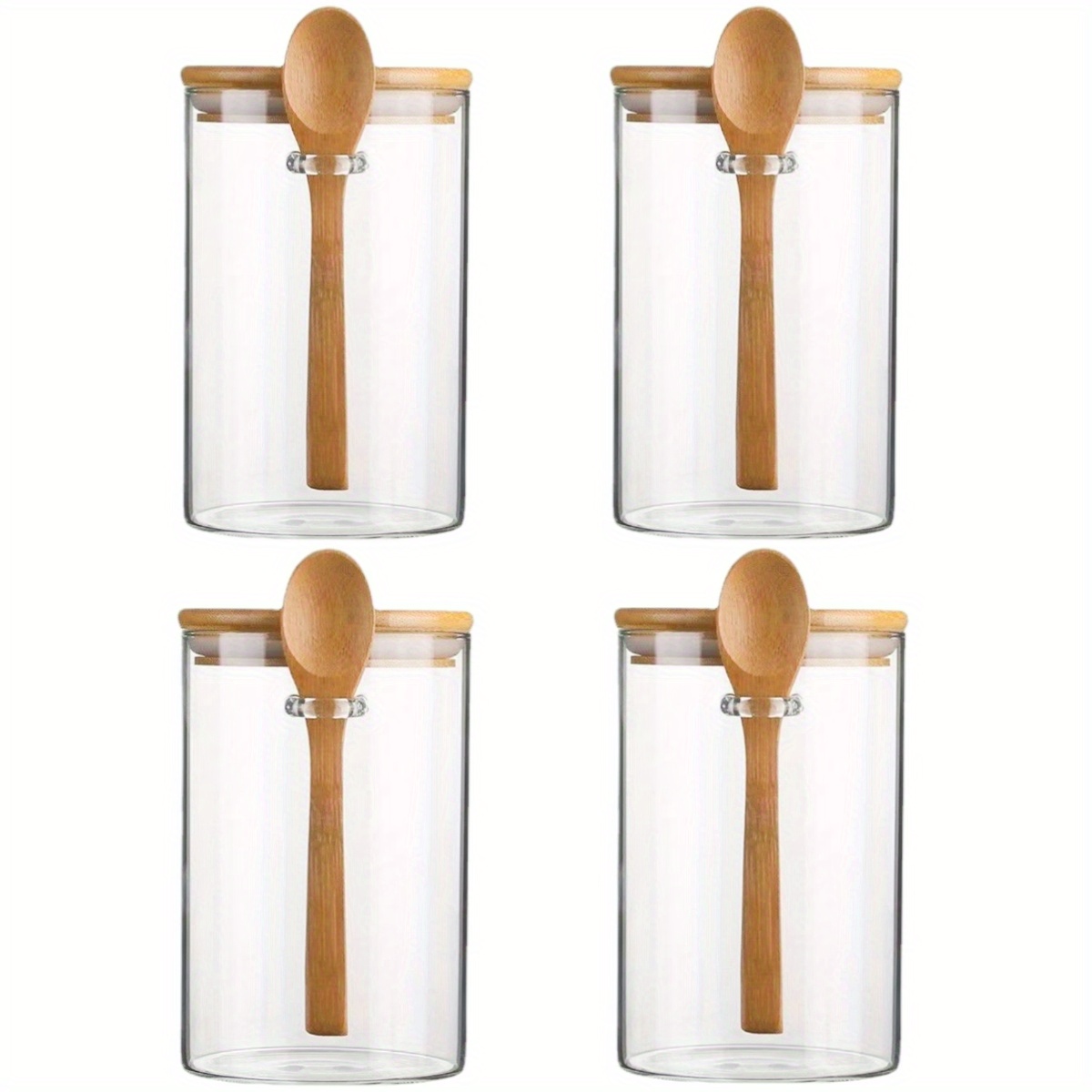 Mini Clear Glass Spice Jar Container Set with Airtight Lids Spoon