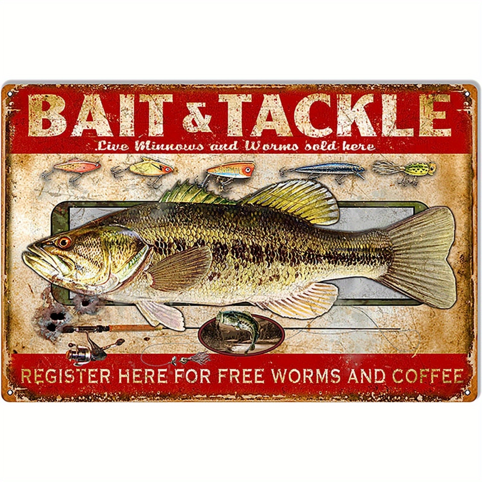 Bait Tackle Hunting Fishing Metal Sign Vintage Metal Tin - Temu