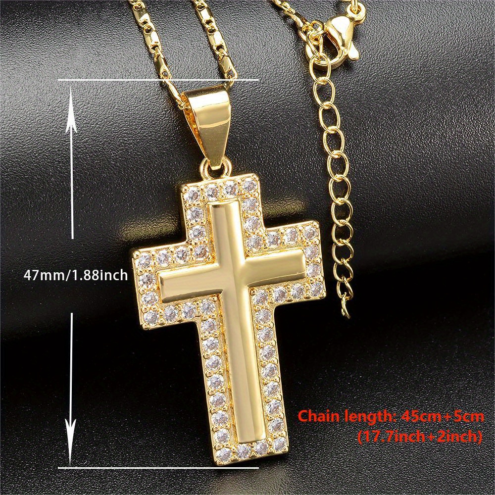 Hip Hop Cross Necklace Men, Copper Zirconia Golded Plated Pendant Necklace  For Men - Temu