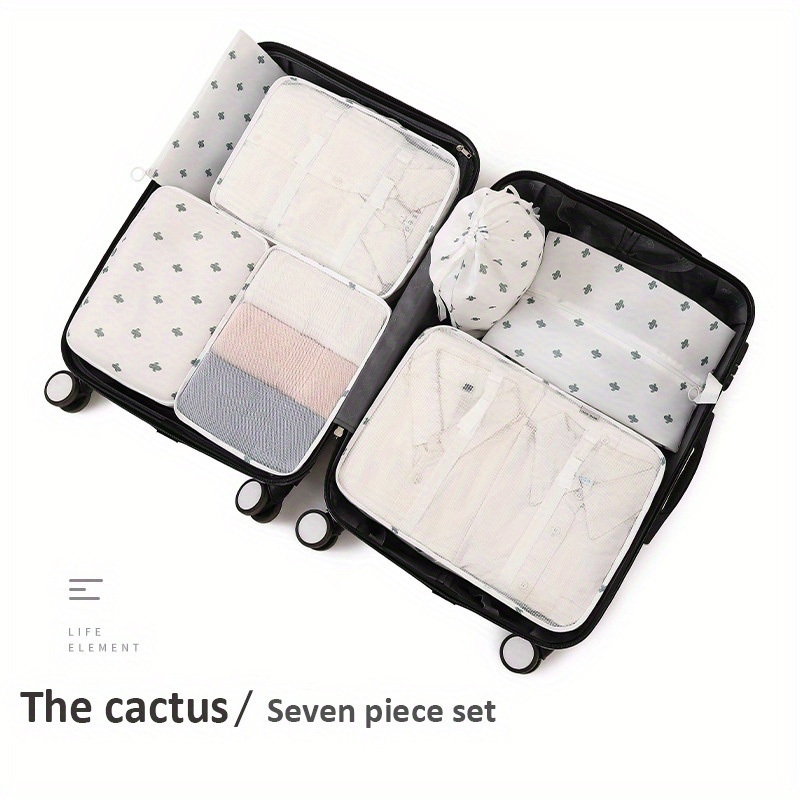 7pcs Clear Luggage Packing Organizer Lightweight Handheld Packing Cubes