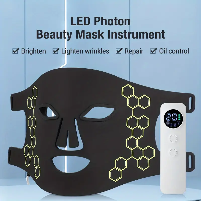 led photon beautuy mask instrument 4 modes 216 lamp beads intensive facial care blue red light for photon mask skin care mask for face and neck skin rejuvenation light therapy facial care mask details 0