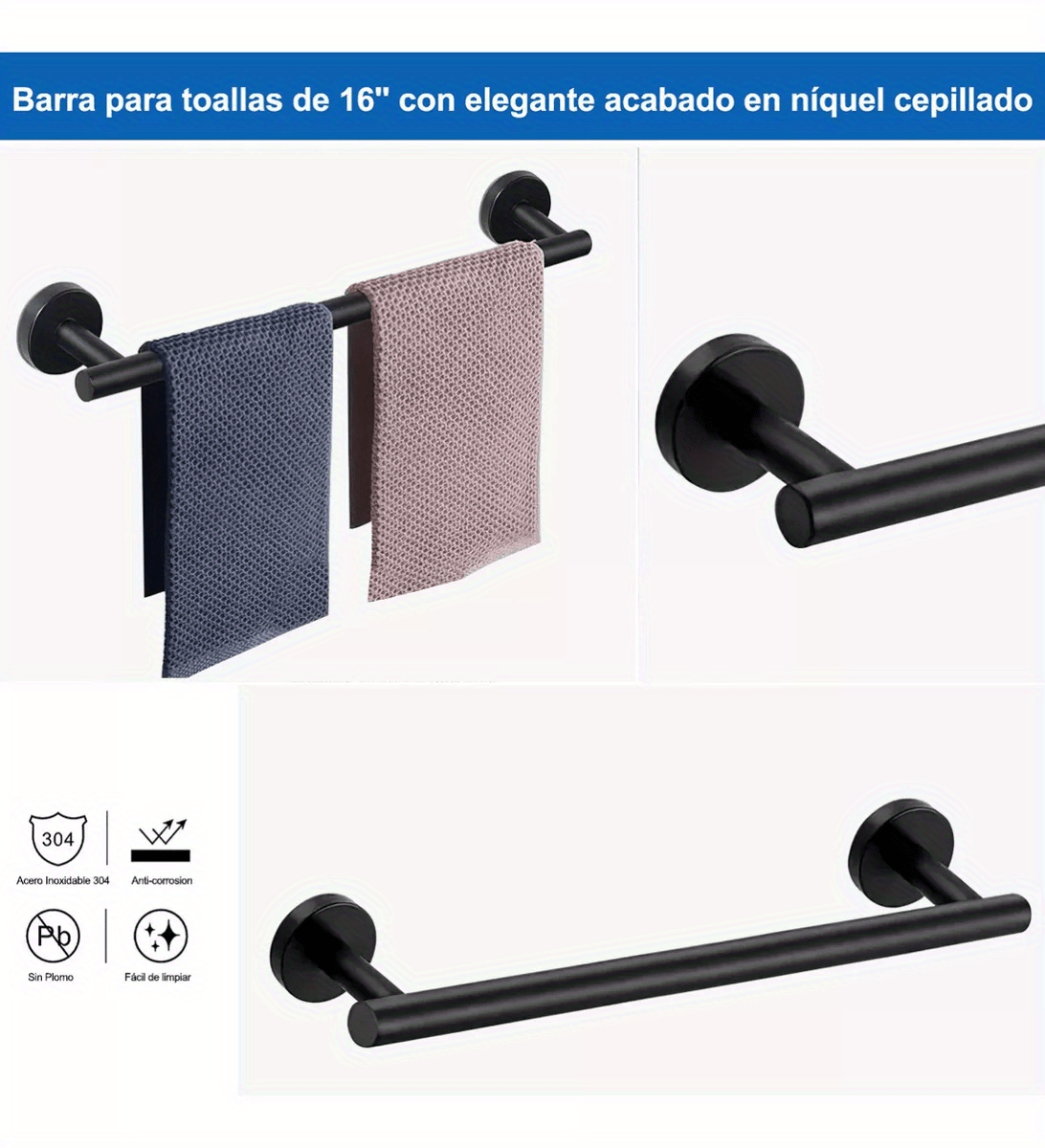 Bathroom Stainless Steel Set, Bath Towel Bar & Toilet Paper Holder & Razor  Holder & Soap Dish & Towel Hooks, Wall Mounted Towel Rack Kit For Bathroom  Hotels, Bathroom Accessories - Temu