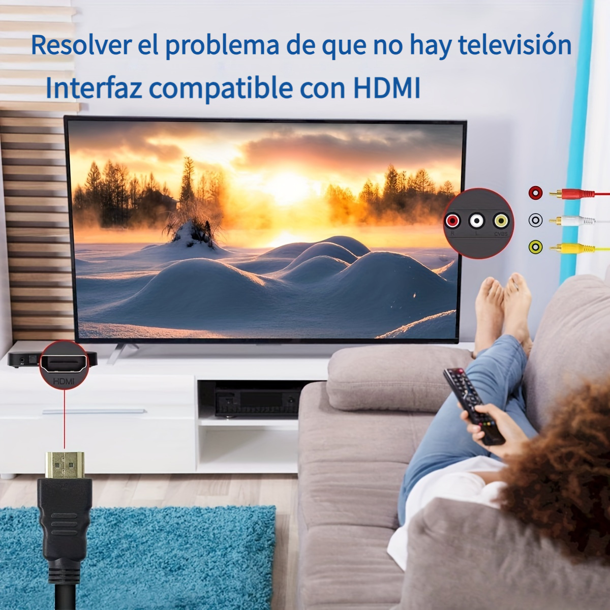 Hdmi Rca 3 Cable Hdmi a Rca Convertidor Adaptador Cable Hdmi Transmisión  UnIdireccional Transmisor Cable 1.5m Rca