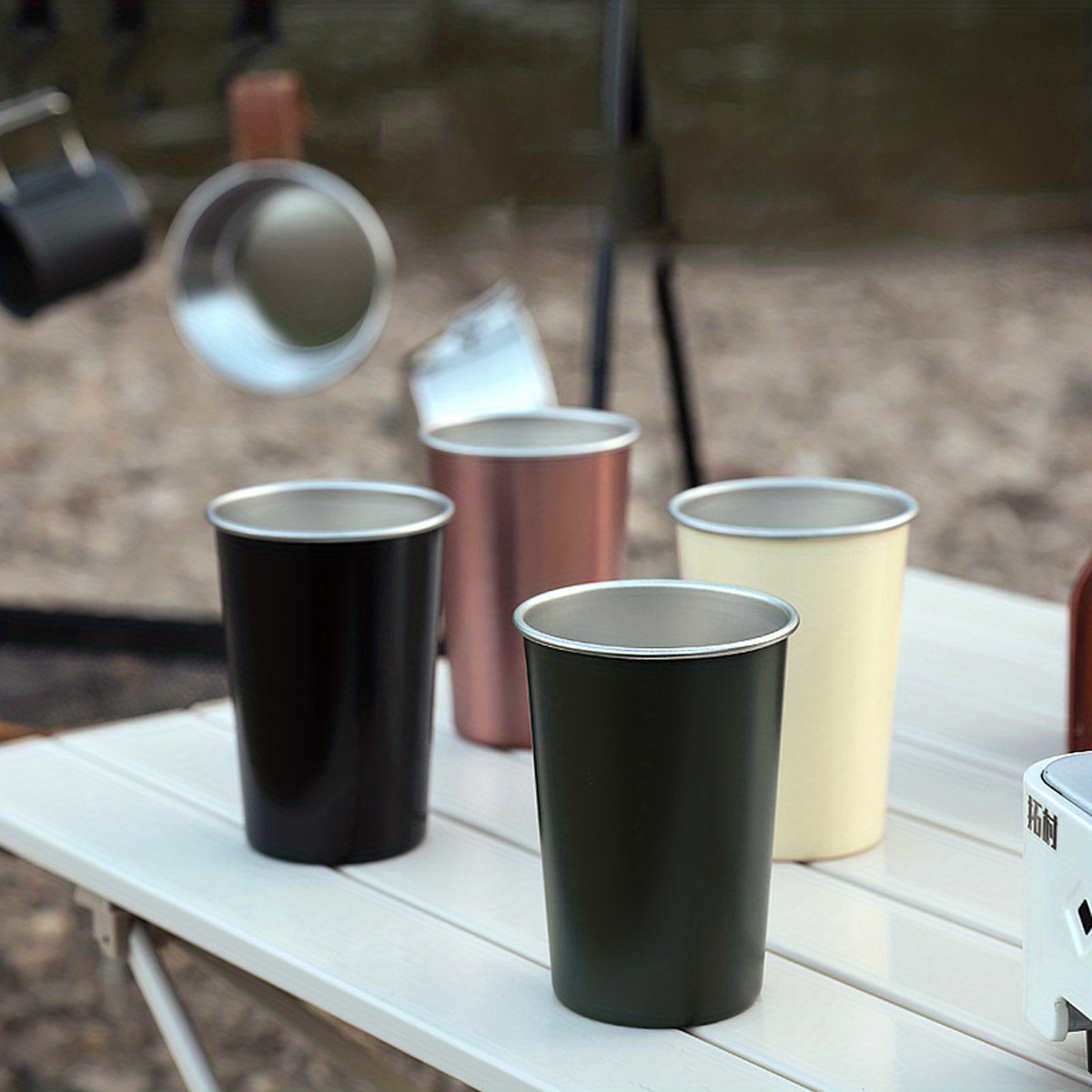 Tazza da campeggio all'aperto Tazza portatile con superficie lucida  impilabile in acciaio inossidabile per tè, birra, caffè, latte – acquista a  prezzi