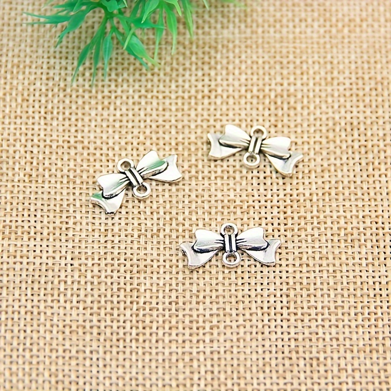 20pcs Charms Tiny Bow Antique Silver Color Bowknot Charms Jewelry Findings  DIY Bowknot Charms Wholesale