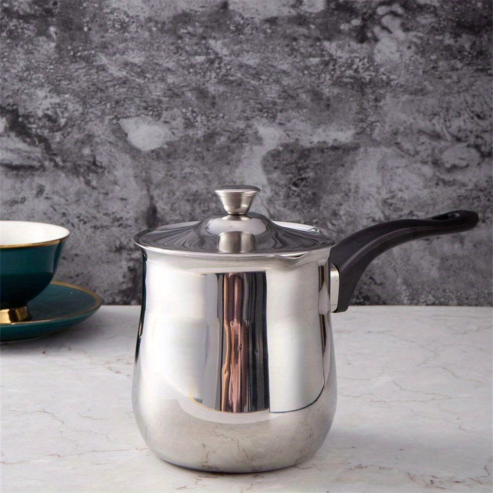 Small Stainless Steel Milk Warmer Pot with Handle Butter Chocolate Melting Pot  Saucepan with Pour Spout