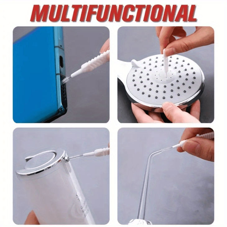 10pcs/set Plastic Crevice Cleaning Brush, Minimalist White