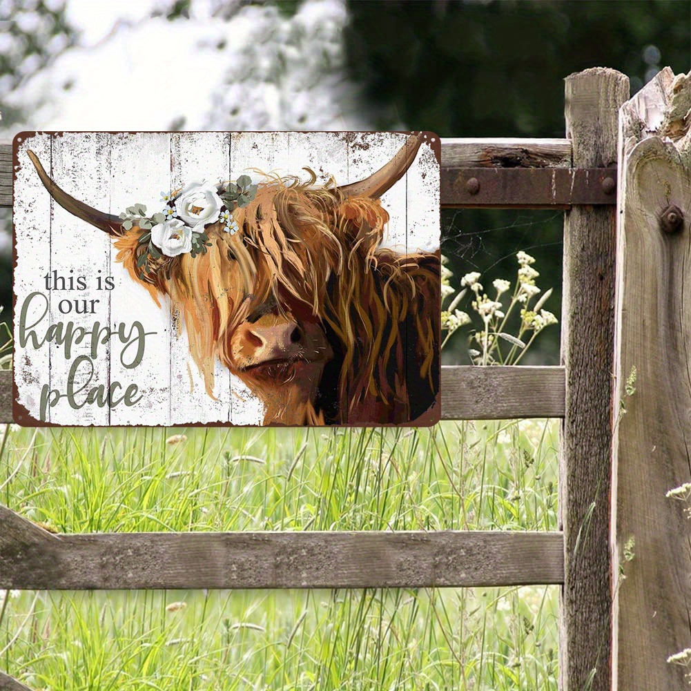 Highland Cow Wall Art - This Is Our Happy Place Inspirational