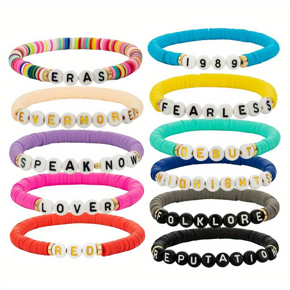 11pcs Eras Bracelets Set Lover Fearless Anti Hero Folklore Speak Now 1989  Reputation Friendship Ts Bracelets, Shop On Temu And start Saving