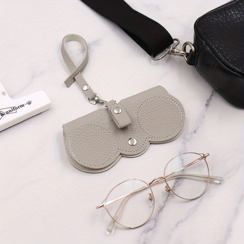 Cute Hanging Glasses Pouch Case Pu Leather Glasses Storage Bag Portable  Travel Eyewear Holder Litchi Embossed Glasses Cover - Temu