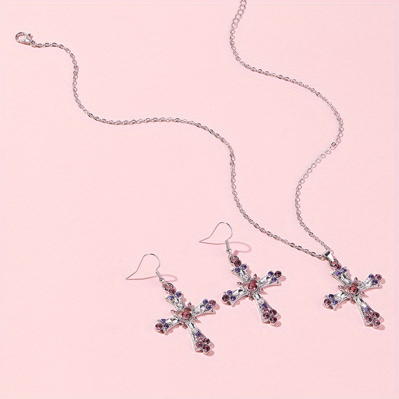 Simple Jewelry Set Heart Shaped Zircon Charm Necklace & Stud Earrings  Adjustable Chain For Teen Girls Women Birthday Gift